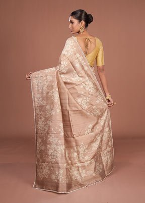 Brown Tussar Silk Saree With Blouse Piece