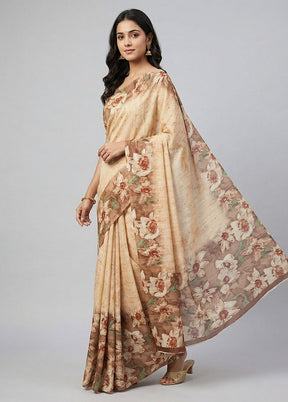 Yellow Tussar Silk Saree With Blouse Piece