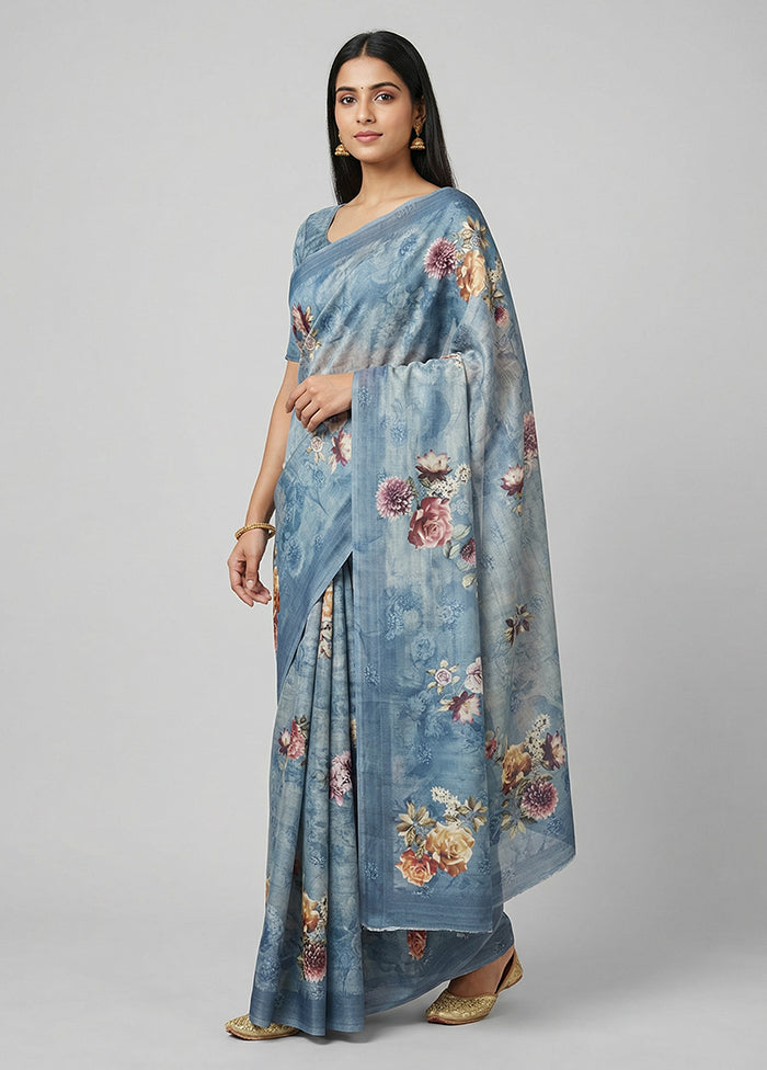 Cream Tussar Silk Saree With Blouse Piece