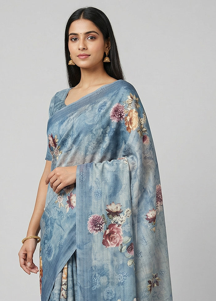 Cream Tussar Silk Saree With Blouse Piece
