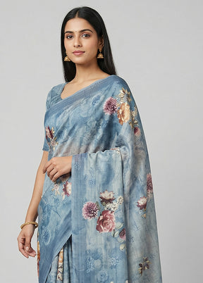 Cream Tussar Silk Saree With Blouse Piece