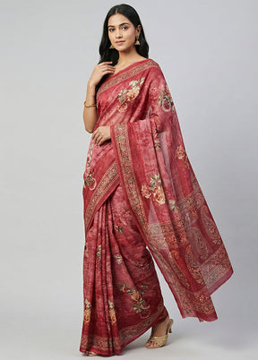 Purple Tussar Silk Saree With Blouse Piece