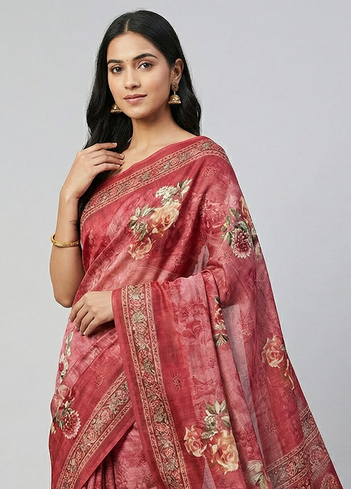 Purple Tussar Silk Saree With Blouse Piece