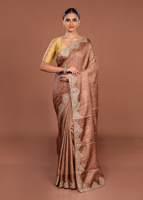 Cream Tussar Silk Saree With Blouse Piece