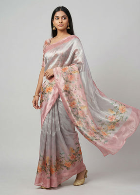 Pink Tussar Silk Saree With Blouse Piece
