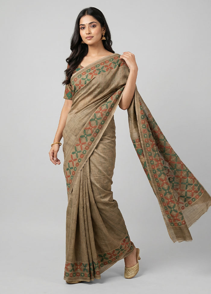 Multicolor Tussar Silk Saree With Blouse Piece