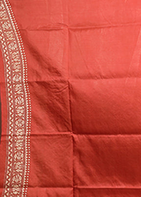Maroon Handloom Kantha Stitch Pure Silk Saree With Blouse Piece