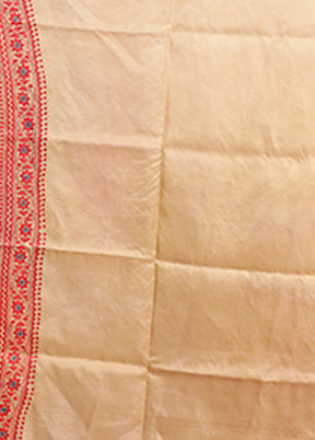 Pink Handloom Kantha Stitch Pure Silk Saree With Blouse Piece