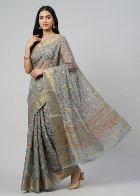 Multicolor Dupion Silk Saree With Blouse Piece