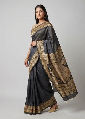 Cream Printed Pure Silk Saree Without Blouse Piece