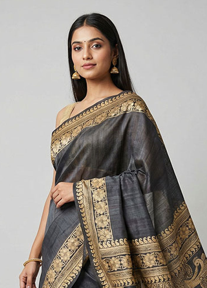Cream Printed Pure Silk Saree Without Blouse Piece