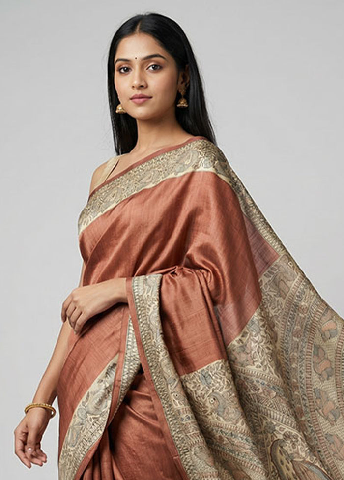 Black Printed Silk Saree Without Blouse Piece