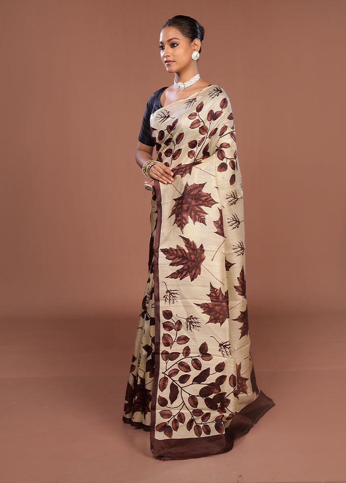 Purple Printed Silk Saree Without Blouse Piece