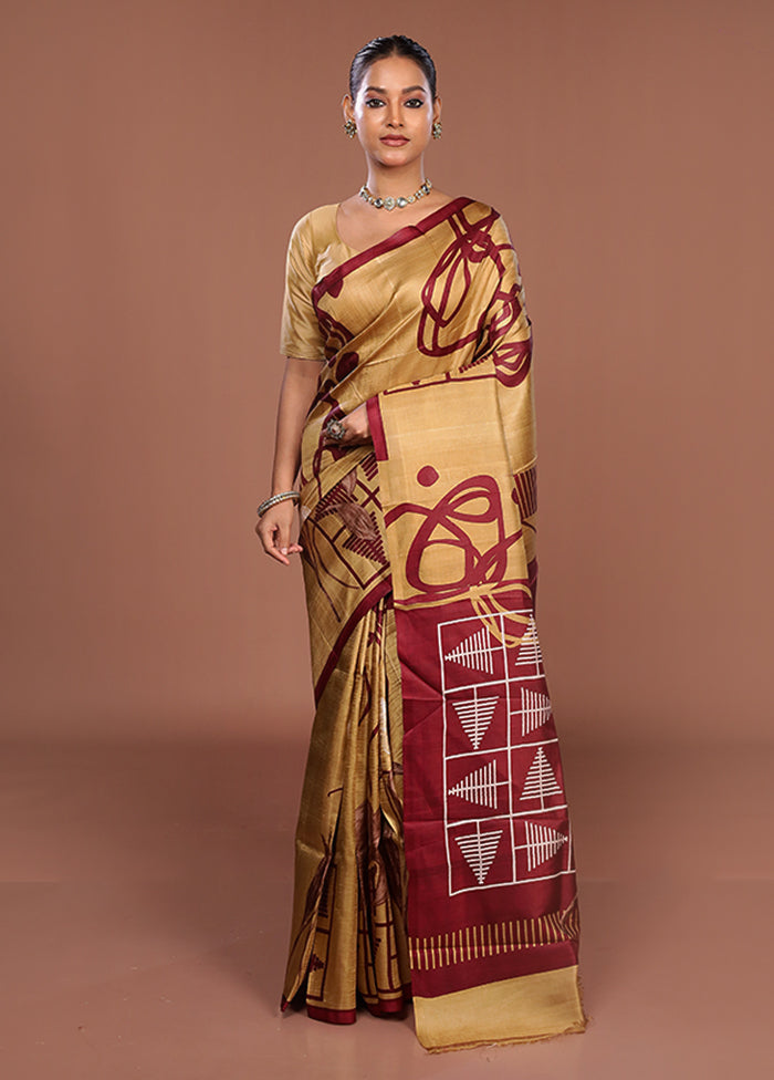 Purple Printed Pure Silk Saree Without Blouse Piece