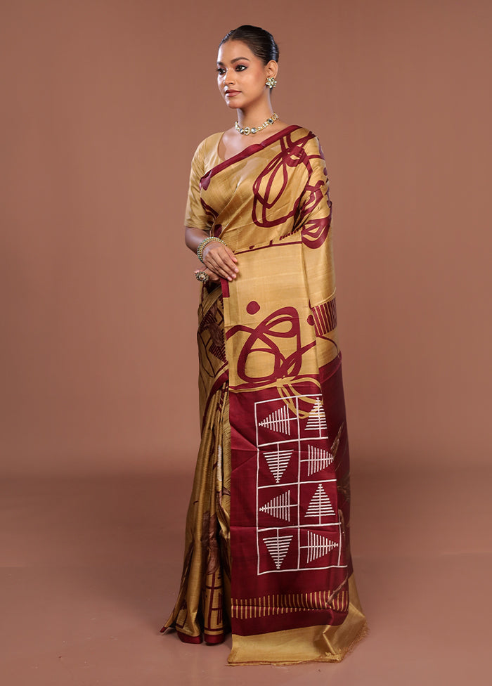 Purple Printed Pure Silk Saree Without Blouse Piece