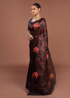 Green Printed Pure Silk Saree Without Blouse Piece