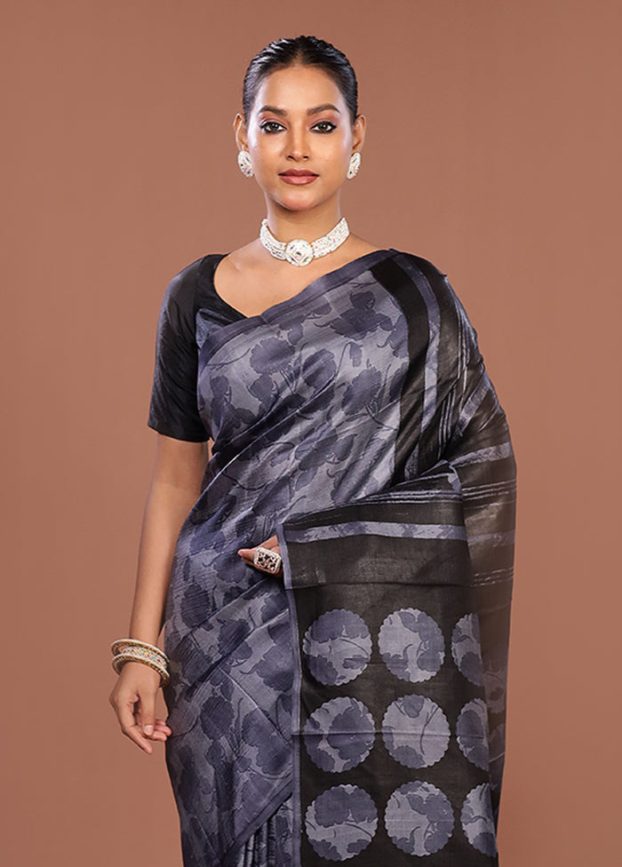 Yellow Printed Silk Saree Without Blouse Piece