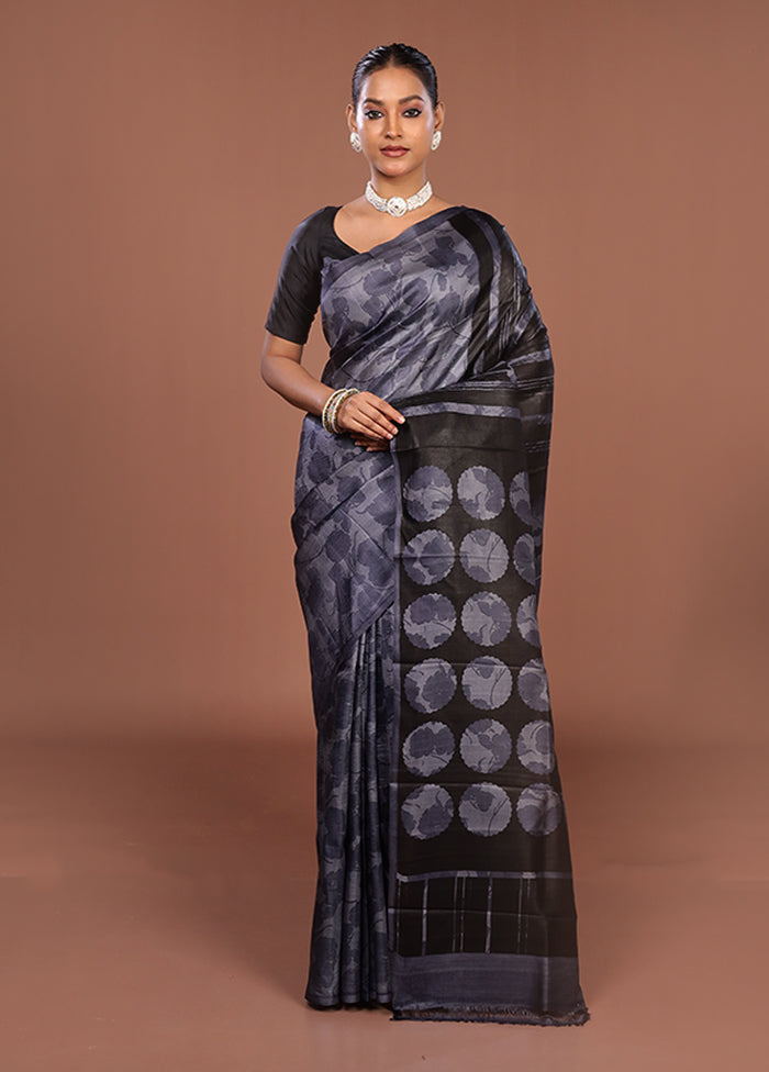 Yellow Printed Silk Saree Without Blouse Piece