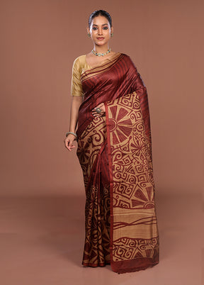 Grey Printed Silk Saree Without Blouse Piece