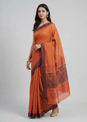 Pink Cotton Saree With Blouse Piece
