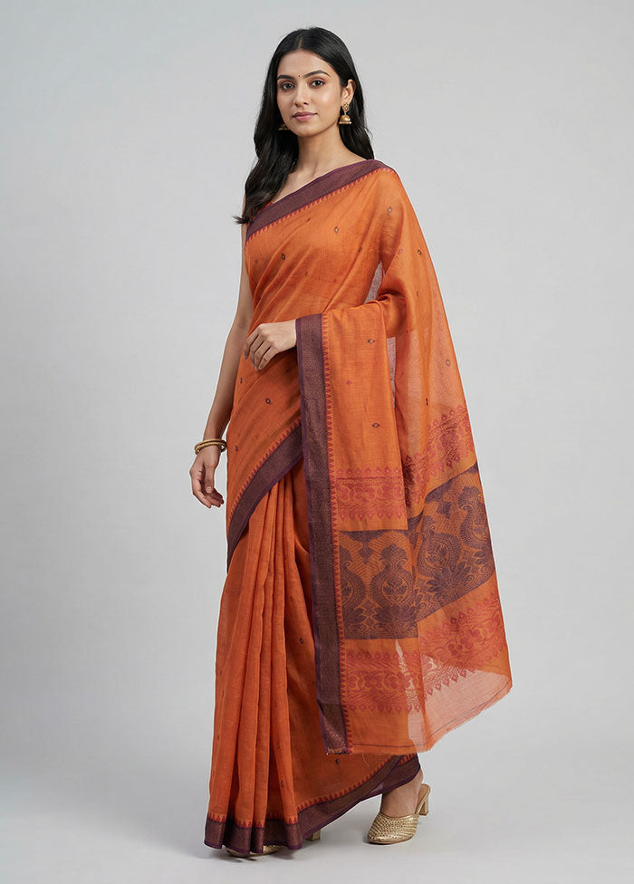 Pink Cotton Saree With Blouse Piece