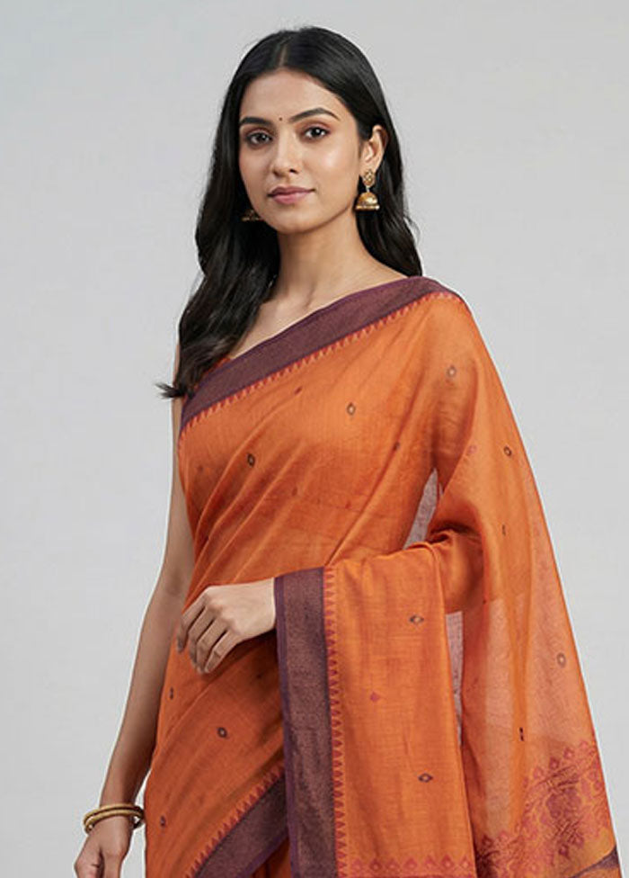Pink Cotton Saree With Blouse Piece