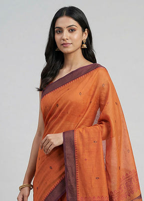 Pink Cotton Saree With Blouse Piece