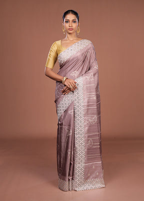 Pink Tussar Silk Saree With Blouse Piece
