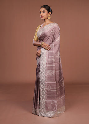 Pink Tussar Silk Saree With Blouse Piece