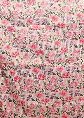 Pink Tussar Silk Saree With Blouse Piece