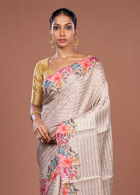 Pink Tussar Silk Saree With Blouse Piece