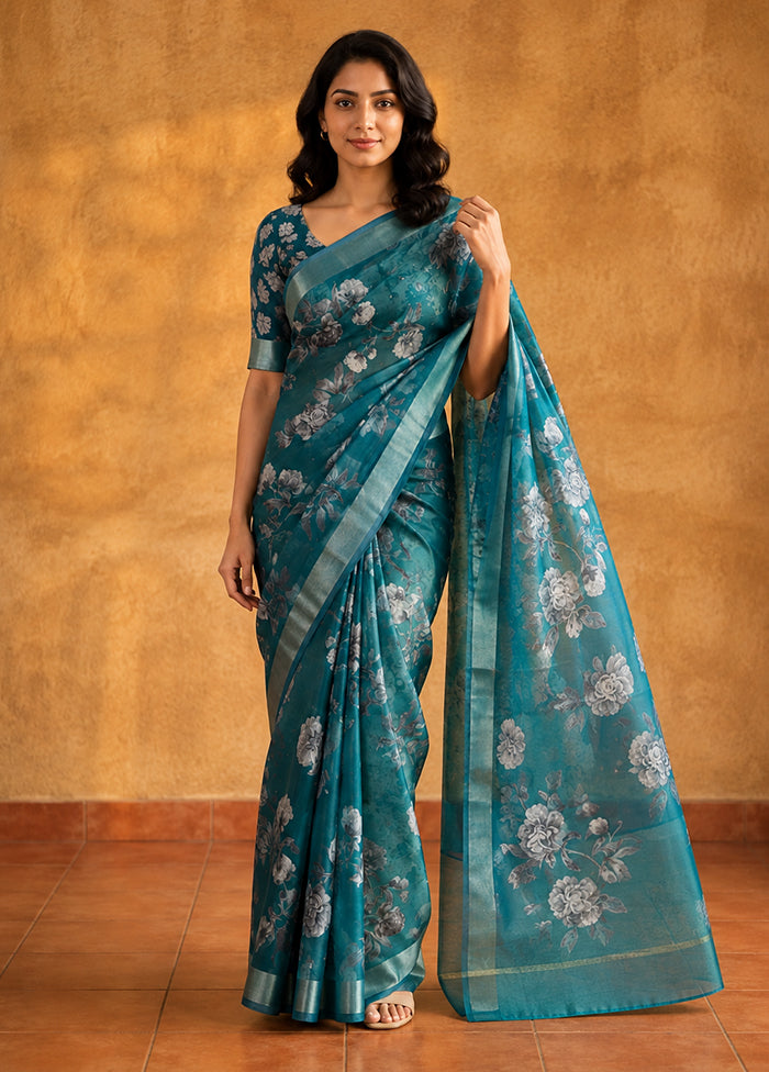 Green Tussar Silk Saree With Blouse Piece