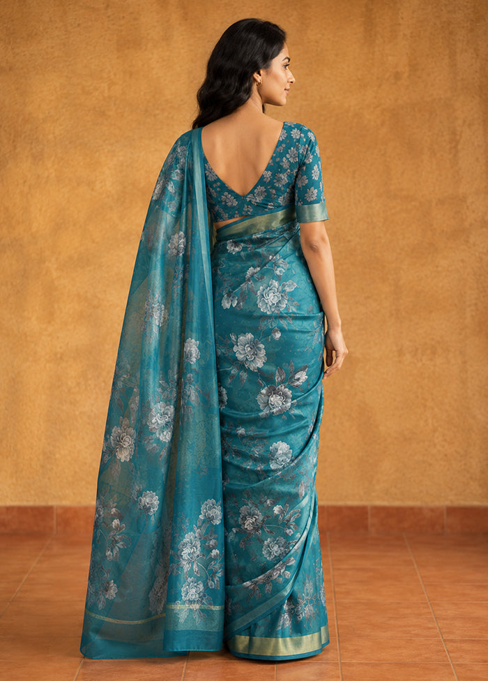 Green Tussar Silk Saree With Blouse Piece
