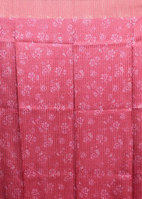Pink Tussar Silk Saree With Blouse Piece