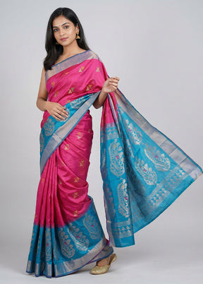 Blue Handloom Kanjivaram Pure Silk Saree With Blouse Piece