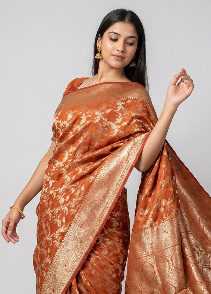 Maroon Banarasi Silk Saree With Blouse Piece