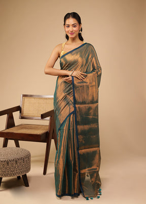 Blue Tissue Silk Saree With Blouse Piece