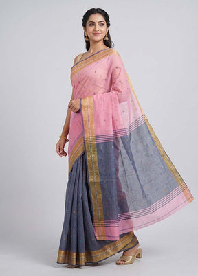 Blue Matka Silk Saree With Blouse Piece