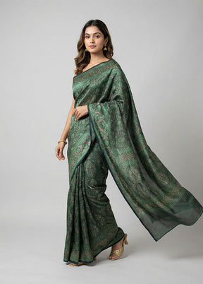 Grey Jamewar Silk Saree With Blouse Piece