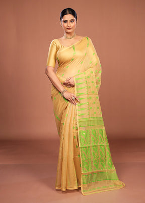 Yellow Jamdani Cotton Saree Without Blouse Piece