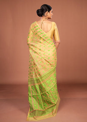 Yellow Jamdani Cotton Saree Without Blouse Piece