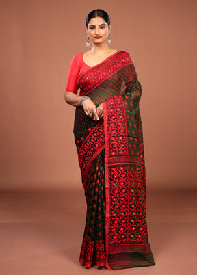 Green Jamdani Cotton Saree Without Blouse Piece