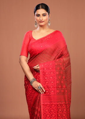 Green Jamdani Cotton Saree Without Blouse Piece