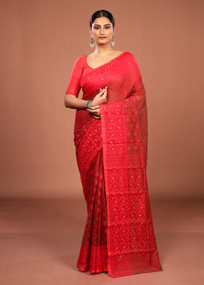 Green Jamdani Cotton Saree Without Blouse Piece