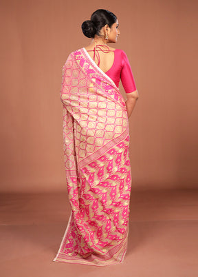 Cream Jamdani Cotton Saree Without Blouse Piece