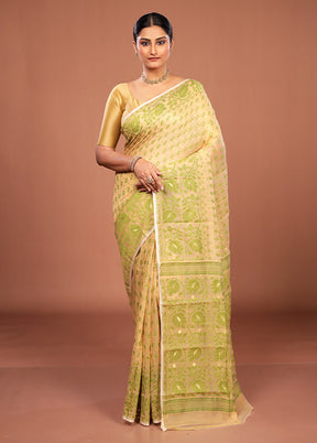 Yellow Jamdani Cotton Saree Without Blouse Piece