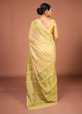 Yellow Jamdani Cotton Saree Without Blouse Piece
