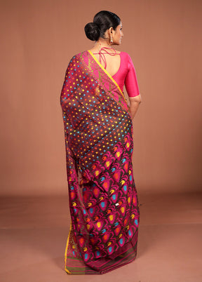 Black Jamdani Cotton Saree Without Blouse Piece