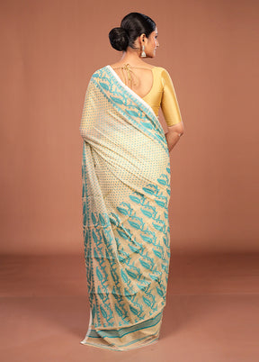 Yellow Jamdani Cotton Saree Without Blouse Piece