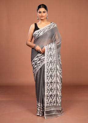 Grey Jamdani Cotton Saree Without Blouse Piece